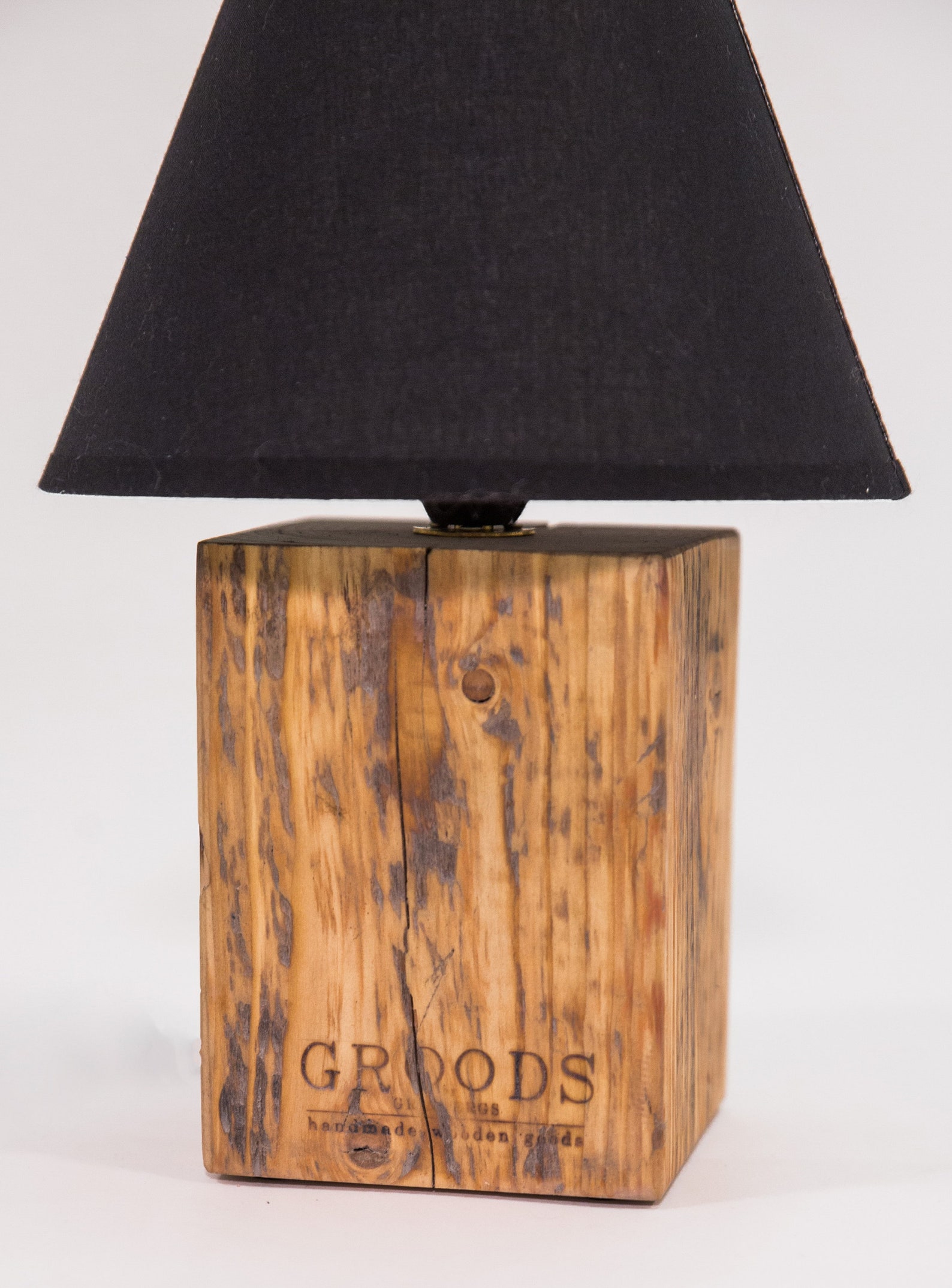 Table Lamp / Rustic Reclaimed Wood Block Table Lamp / Old Wood Etsy