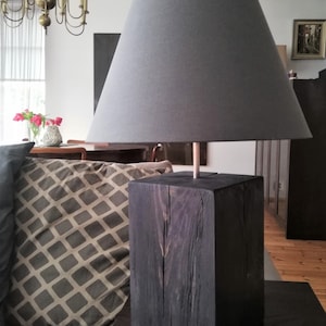 Massive Wood block Table lamp BASE  /Reclaimed Wood large wood block table lamp BASE  / Handmade wood table lamp BASE / Old wood block