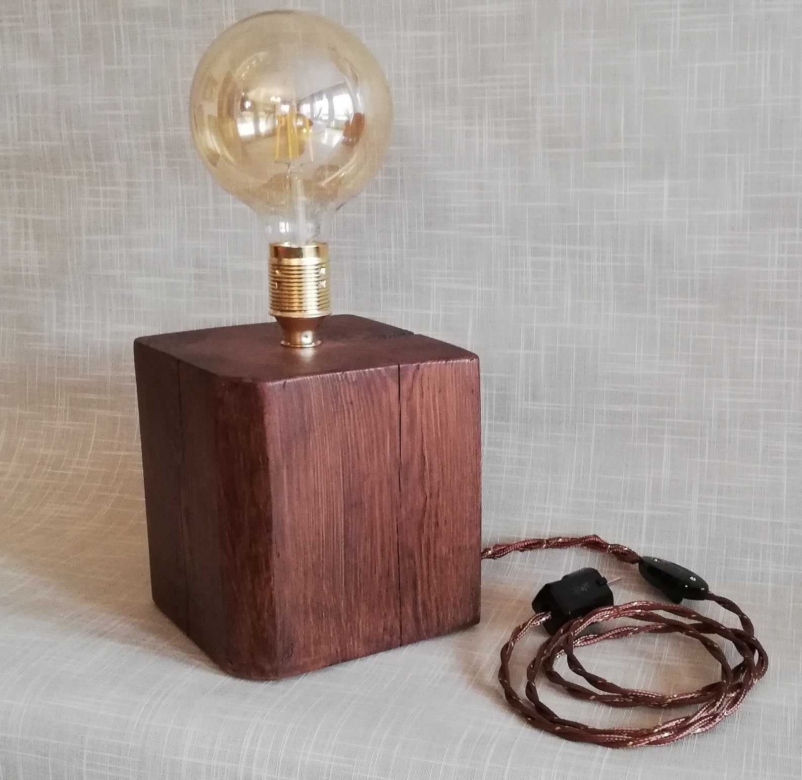Wood block Table lamp / Reclaimed wood Large block Deco lamp / Etsy