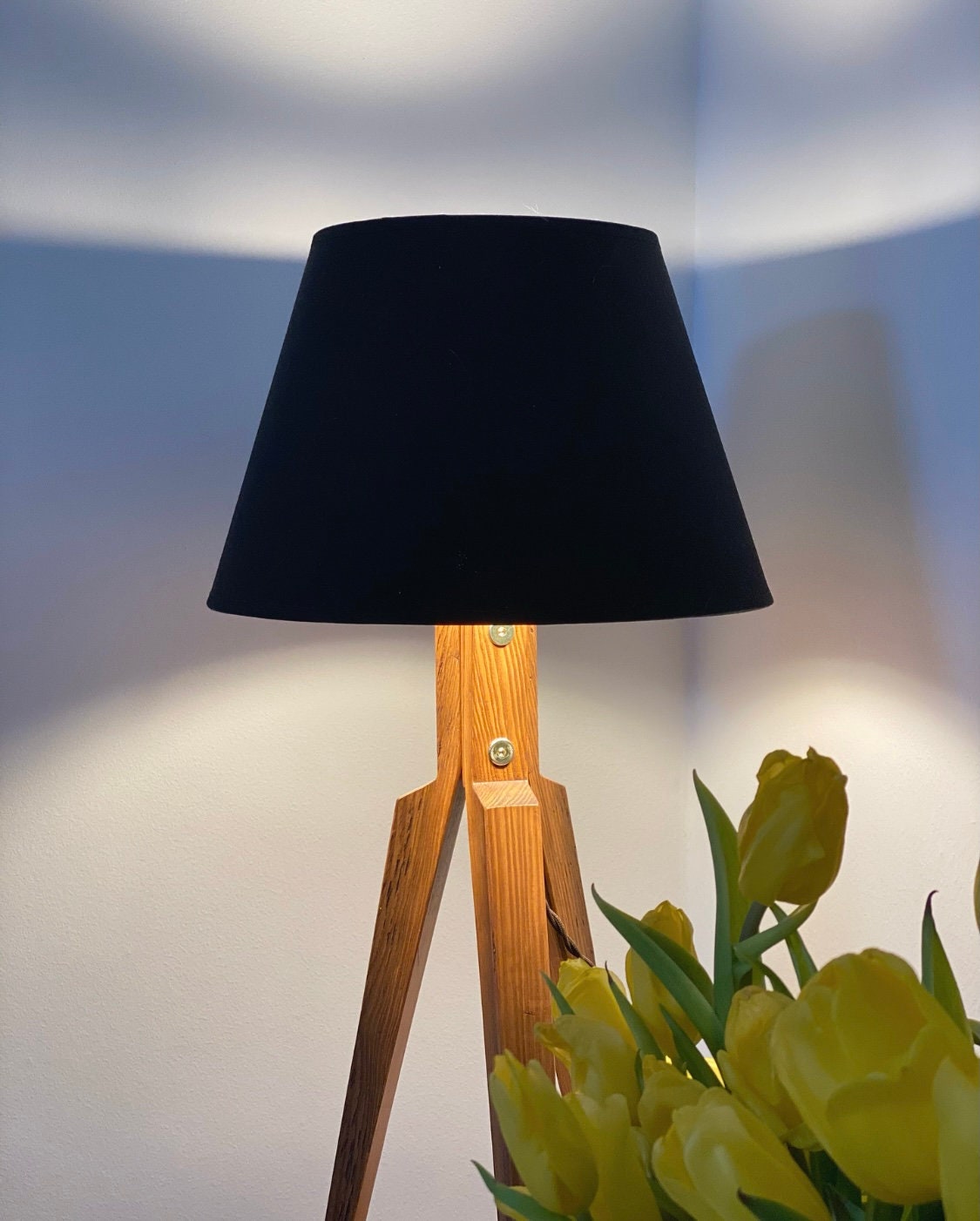 Tripod table lamp BASE / Antique Wood Tripod table lamp BASE / Etsy