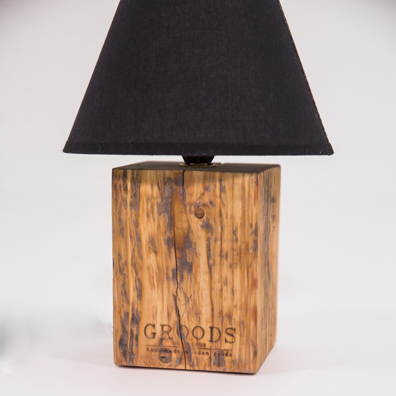 Table Lamp / Rustic Reclaimed Wood Block Table Lamp / Old Wood Etsy