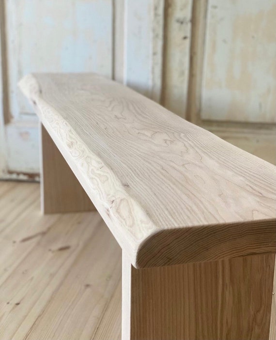 【sachi】WHITE_WOOD_BENCH Sachi Hyacinth Bench with White Linen Cushion