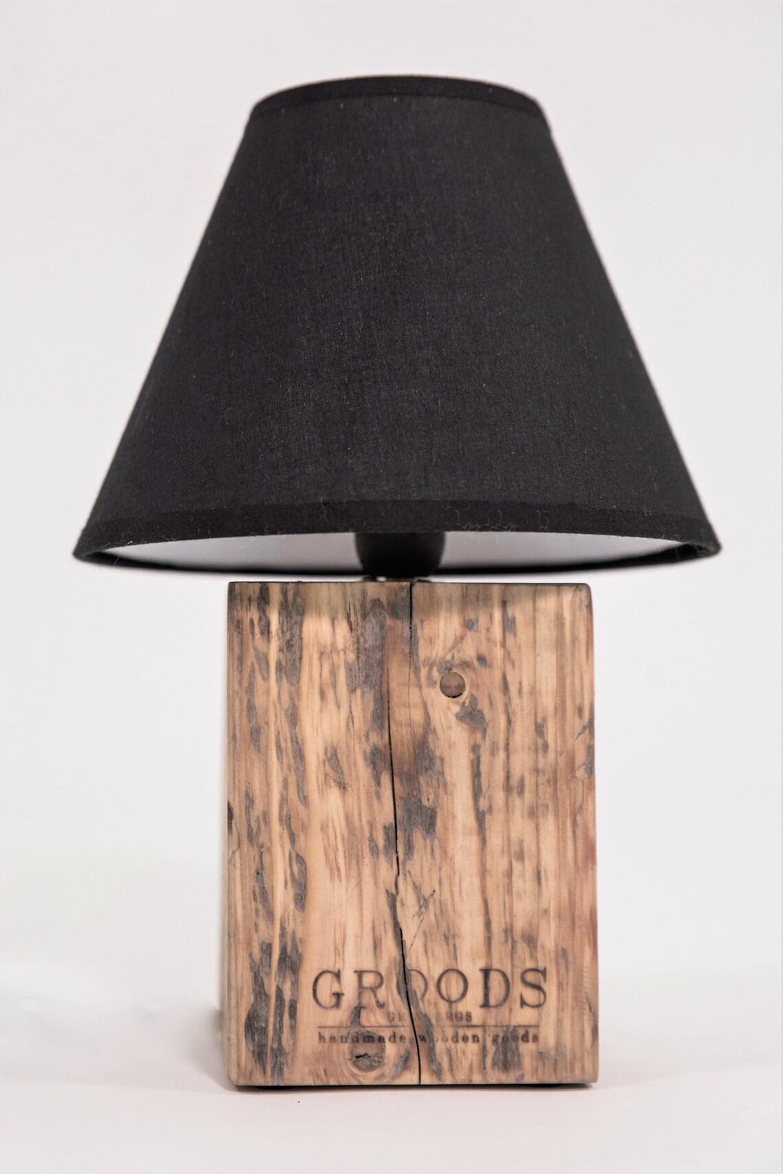 Table Lamp / Rustic Reclaimed Wood Block Table Lamp / Old Wood Etsy