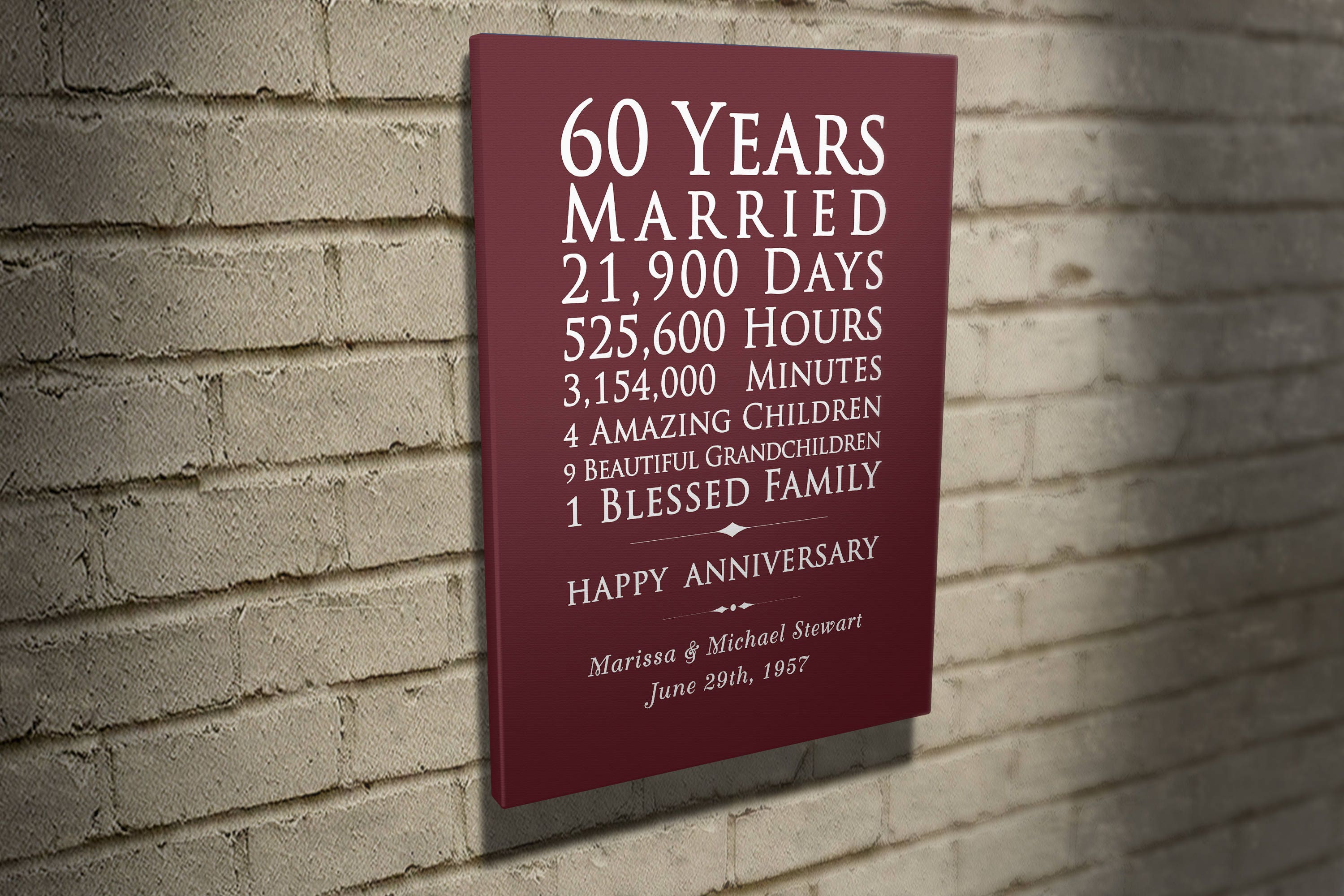 Custom 60 years anniversary gift for parents 60th wedding ...