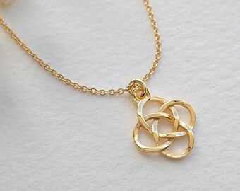 Gold Celtic Knot Necklace Pendant: 24k Vermeil, Dainty Celtic Jewellery