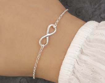 Sterling Silver Infinity Bracelet: Adjustable Love & Friendship Bracelet, Bridesmaid Gift