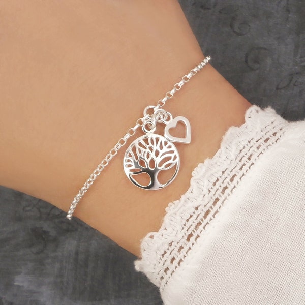 Sterling Silver Tree of Life Bracelet, Family Tree Bracelet, Tree of Life Jewellery, Silver Bracelet, Adjustable Bracelet for Women