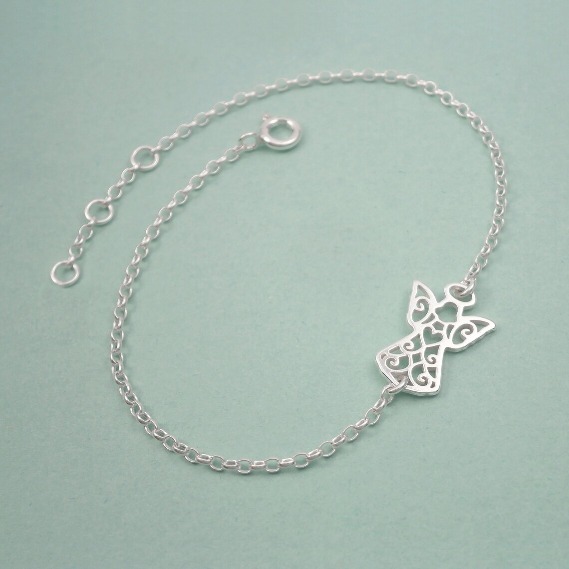 Sterling Silver Guardian Angel Bracelet Silver Angel Bracelet Etsy