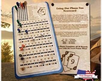 Phase Ten Score Board ~ Card Games ~ Rummy ~ Game Night ~ Gifts for Him ~ Family Game ~ Wood Games ~ Score Board ~ Card Game Board ~ Gamer
