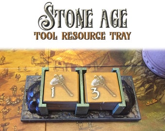 Stone Age Tool Resource Holder ~ Game Pieces ~ 3D Printed Accessory ~ Game Organization ~ Miniature ~ Painted or Unpainted ~ Tabletop Gaming