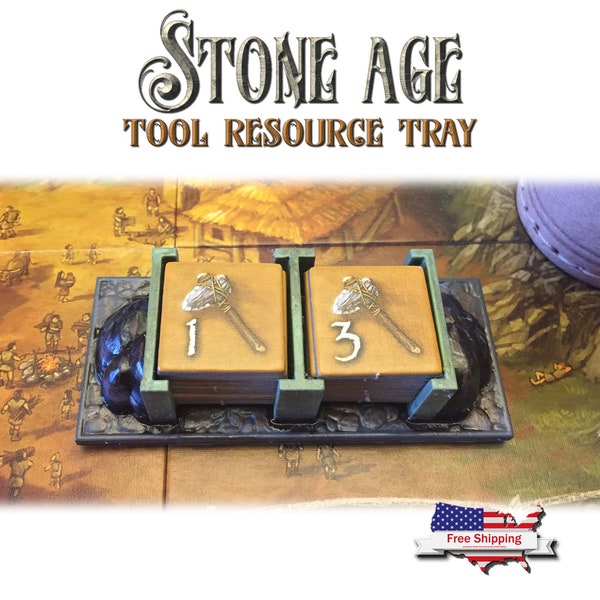 Stone Age Tool Resource Holder ~ Game Pieces ~ 3D Printed Accessory ~ Game Organization ~ Miniature ~ Painted or Unpainted ~ Tabletop Gaming