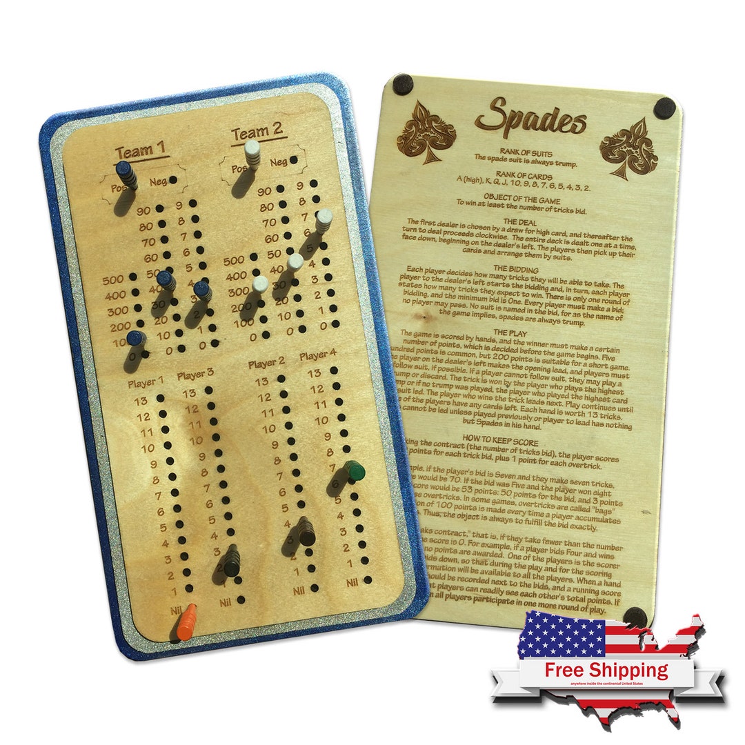 Spades Score Board Card Games Game Night Gifts for Etsy