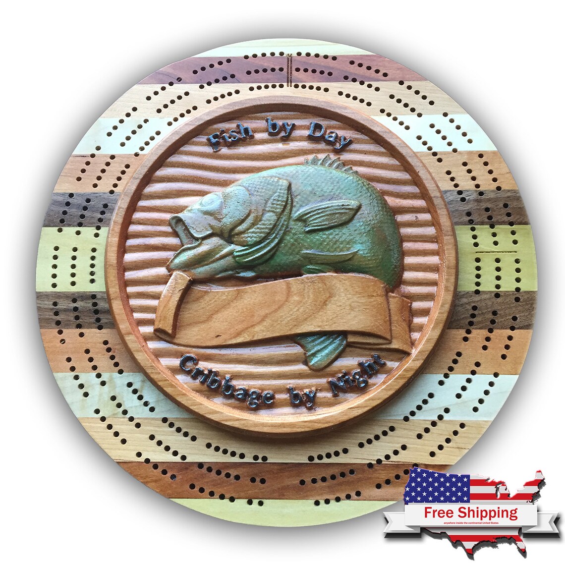 Cribbage Board Fish Theme Custom Game Board Cribbage Etsy