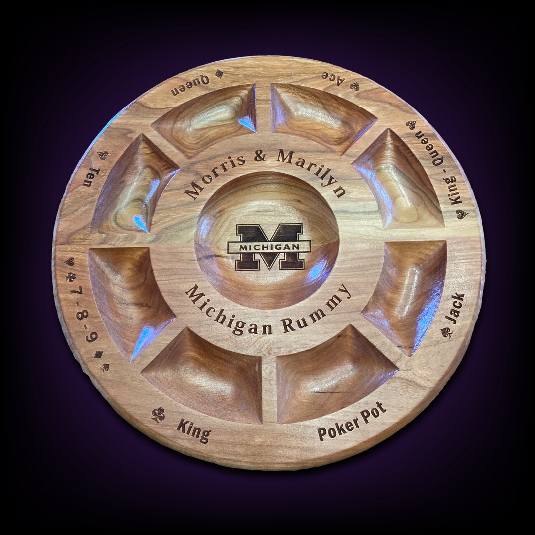 Michigan Rummy Tripoley Family Game Night Custom Wood Game Board Rummy Customizable Personalized