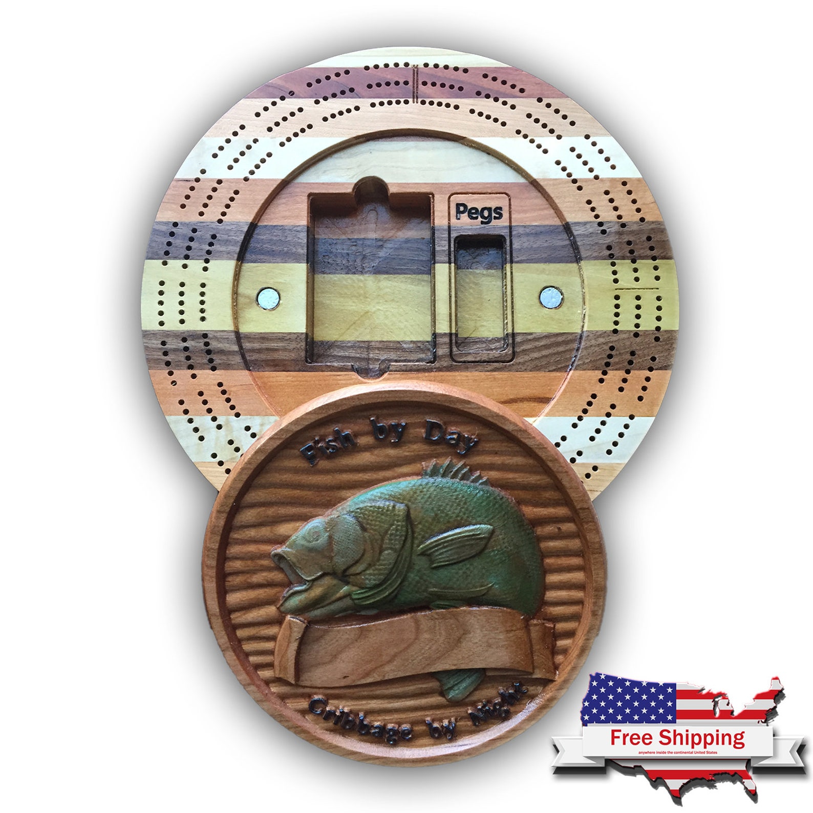 Cribbage Board Fish Theme Custom Game Board Cribbage Etsy