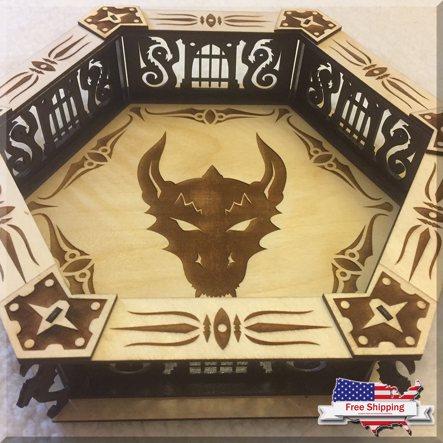 Dice Bowl Dice Tray Laser Cut Dice Bowl Dragons Head Etsy