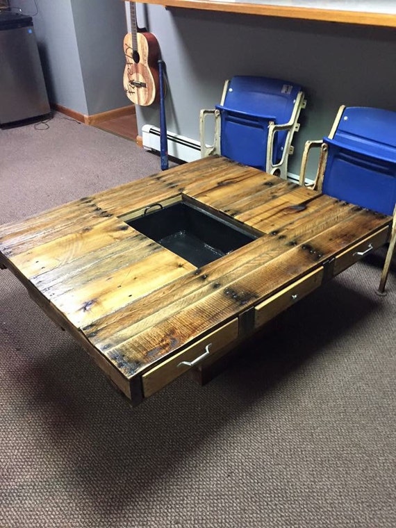 Coffee Table With Cooler In The Middle Etsy