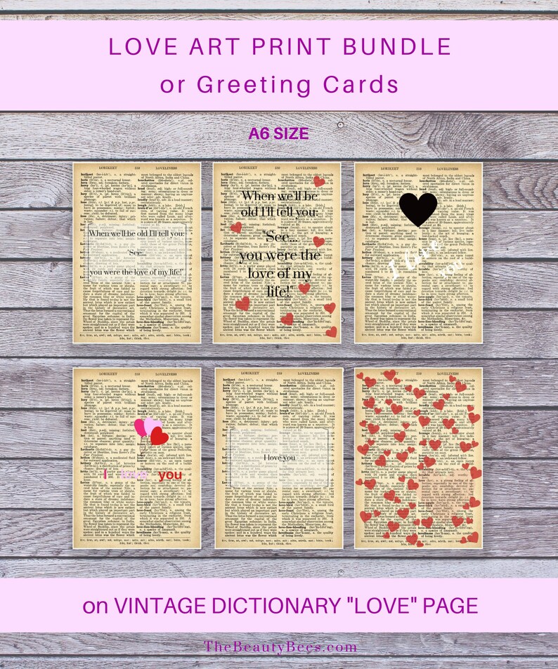 Love Art/Celebration Print Bundle Vintage Dictionary image 1