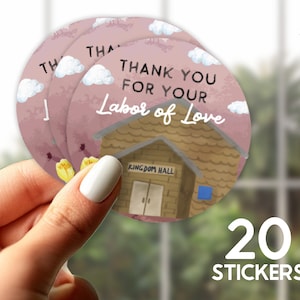 JW 2-inch stickers, labels - voor doopcadeaus, pionierscadeaus en congrescadeaus - LDC RBC Construction Volunteer Bedankt voor je inzet