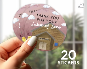 JW 2 inch Stickers Labels - For Baptism gifts, Pioneer Gifts, and Convention Gifts - LDC RBC Construction Volunteer Thank you for your labor