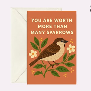 Cartão de Saudações TJ | Para Estudantes da Bíblia, Pioneiros, Presente de Batismo, Presente de Dedicação, Presente de Agradecimento, Convenção e Assembleia - More Than Sparrows