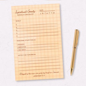 Bloc de notas JW desprendible / Bloc de notas de 5 x 8 para objetivos espirituales / Regalos JW / Diario JW / Regalo JW / Cuaderno / Bloc de notas