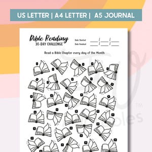 30 dagen bijbelleesuitdaging afdrukbaar, JW maandelijkse schrifttracker, bijbelstudiedoel, A5-A4-letterformaat, digitale download pdf