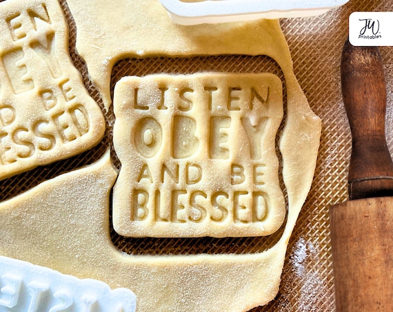 Listen Obey Blessed JW Cookie Cutter, Stamp & Embosser for Sugar Cookies  - Sweet gift favors for pioneers, elders, JW kids, and conventions by JWPrintables