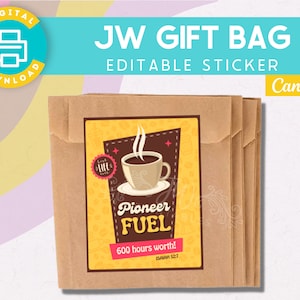 Etichette per sacchetti regalo JW / Scuola dei pionieri / Regali dei pionieri / Tè / Caffè / Etichette / Adesivi / Regali per fratelli / Regali per sorelle / Sacchetti regalo / Scatola regalo