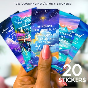 JW Planner, diario y pegatinas de estudio - Para amigos por correspondencia, escritura de cartas, lectura de la Biblia, calcomanías y regalos - Escrituras en la noche