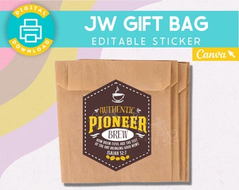 JW Gift Bag Labels | Pioneer School | Pioneer gifts | Tea | Coffee | Labels | Stickers | Brother Gifts | Sister Gifts | Gift bags | Gift Box