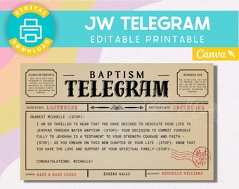 JW Baptism Gifts | Convention Gifts | Telegram | Telegraph | Brother Gifts | Sister Gifts | JW Baptism Card | Assembly Gifts | JW Postcard