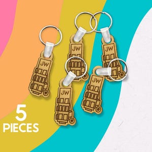 JW Keychains - Wooden Design for Favors or JW Gifts, Wooden Keychain, Packs of 1 or 5- Public Witnessing Cart