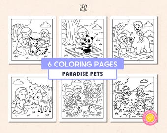 JW Kids Coloring Pages, JW Coloring Book, Printable JW Activity Pages Book for Jw Children in Paradise Animals