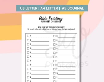Bible Reading Alphabet Challenge Printable, JW Scripture Reading Game, Bible Study Tracker, Ministry Challenge, A5 A4 Letter Size