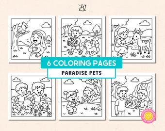 JW Kids Coloring Pages, JW Coloring Book, Printable JW Activity Pages Book for Jw Children in Paradise