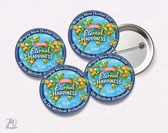 2026 JW Convention Button Pins – Set of 5 (1-Inch) | Encouraging JW Gifts - Eternal Happiness favors for conventions