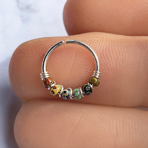 Nose Ring Sterling Silver Small, 20g Silver Nose Ring Hoop, 22g Thin Snug Septum Ring, Conch Piercing, Boho 14k Gold Fill Helix Piercing