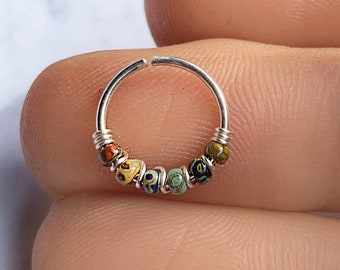 Nose Ring Sterling Silver Small, 20g Silver Nose Ring Hoop, 22g Thin Snug Septum Ring, Conch Piercing, Boho 14k Gold Fill Helix Piercing