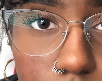 Sterling Silver Sun Septum Ring: Dainty Nose Hoop