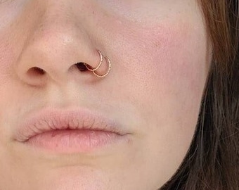 Anello al naso con taglio a diamante, anello al naso in argento, anello al naso aderente, anello per orecchino con taglio a diamante, anello al naso da 6 mm, anello al naso da 7 mm, anello al naso con setto nasale