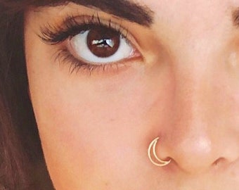 Moon Nose Ring Hoop, Boho Nose Ring, Septum Ring, Nose Jewelry, Rose Gold Nose Rings, Nose Piercing, Small Nose Hoop, Silver Nose Ring