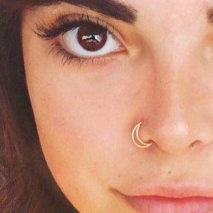 Moon Nose Ring Hoop, Boho Nose Ring, Septum Ring, Nose Jewelry, Rose Gold Nose Rings, Nose Piercing, Small Nose Hoop, Silver Nose Ring