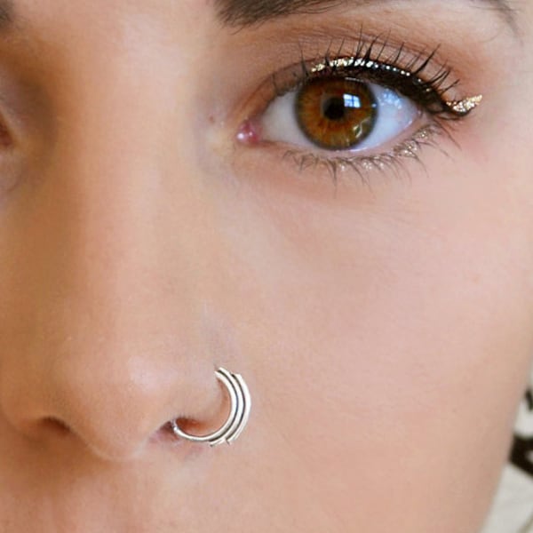 Boho Nose Ring, Nose Ring Hoop, Nose Jewelry, Nose Hoop Ring, Daith Earring, Helix Hoop, Moon Nose Ring, Free Sprit Jewelry