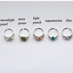 Swarovski Crystal Nose Ring, 22g Nose Piercing, Sterling Silver Nose Ring, Nose Ring Hoop, 22g Nose Hoop, Boho Snug Nose Ring, Gift