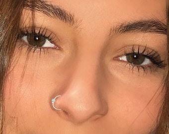 Nose Ring Silver, Thin Nose Hoop, Tragus Hoop, Helix, Beaded Nose Ring, Dainty Silver Nose Ring, 6mm 7mm 8mm Nose Ring, Septum Ring Jewelry