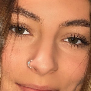Nose Ring Silver, Thin Nose Hoop, Tragus Hoop, Helix, Beaded Nose Ring, Dainty Silver Nose Ring, 6mm 7mm 8mm Nose Ring, Septum Ring Jewelry