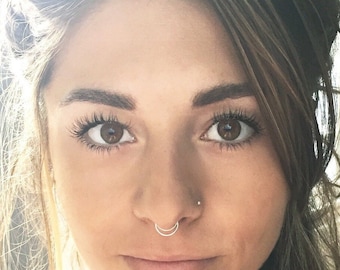 Moon Septum Ring, Septum Piercing, Fake Septum Ring, Double Nose Ring, Snug Septum Ring, Thin Septum Ring, 20g Septum Ring, Septum Jewelry