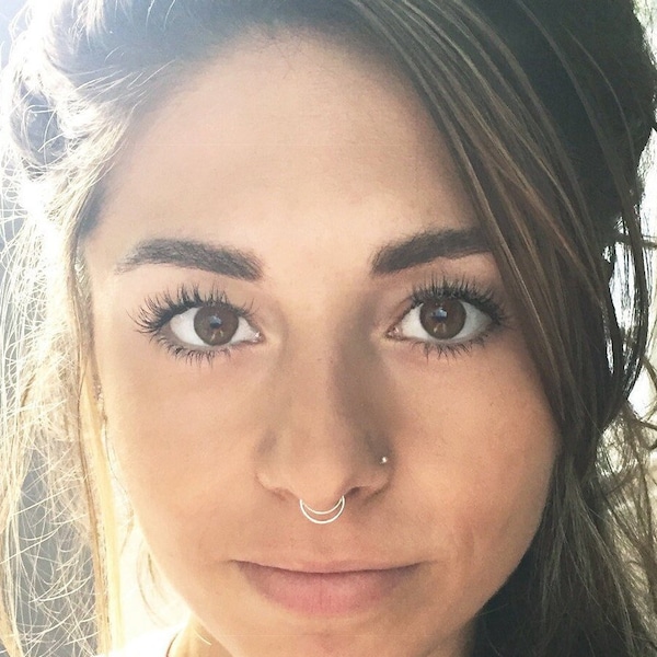 Moon Septum Ring, Septum Piercing, Fake Septum Ring, Double Nose Ring, Snug Septum Ring, Thin Septum Ring, 20g Septum Ring, Septum Jewelry