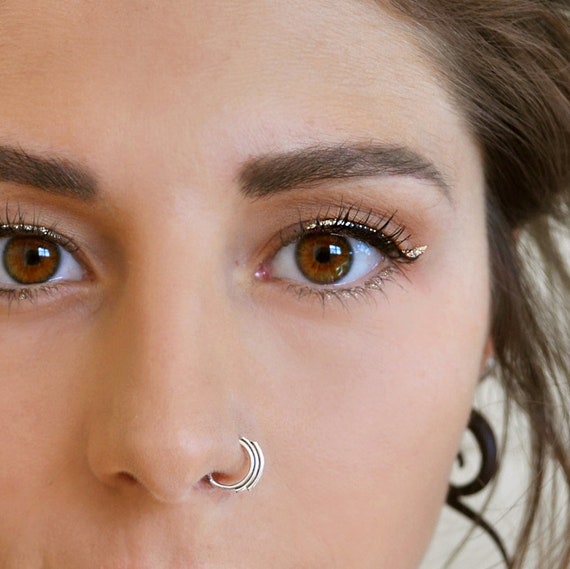 Leaves Septum Ring Nose Ring Body Jewelry Sterling Silver Bohemian Fashion  Indian Style 14g 16g 18g Gift for Her BSE036 - Etsy